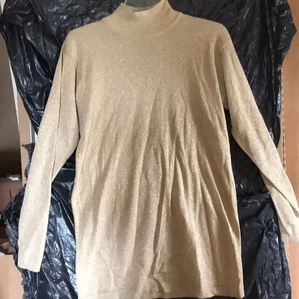 Throw Costa Spa Gold Glitter Turtleneck Tunic S